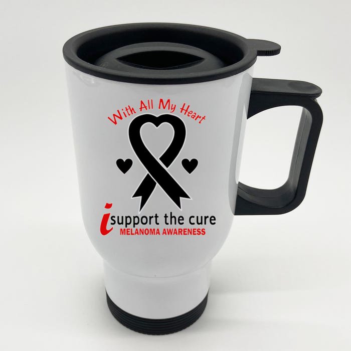 With All My Heart Melanoma Awareness Front & Back Stainless Steel Travel Mug