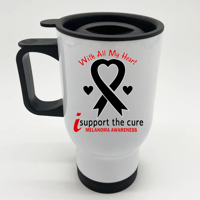 With All My Heart Melanoma Awareness Front & Back Stainless Steel Travel Mug