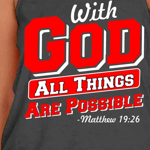 With God All Things Are Possible - Matthew 19:26 Women's Knotted Racerback Tank