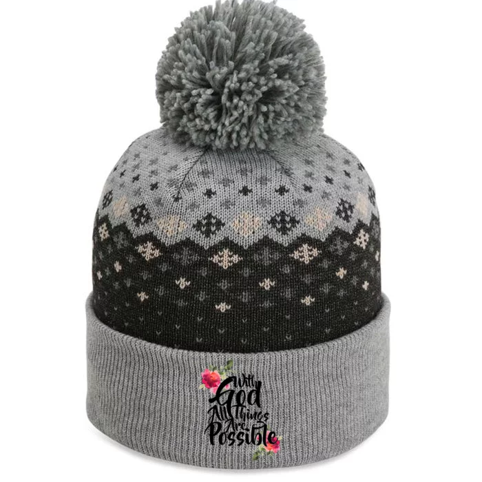 With God All Things Possible The Baniff Cuffed Pom Beanie