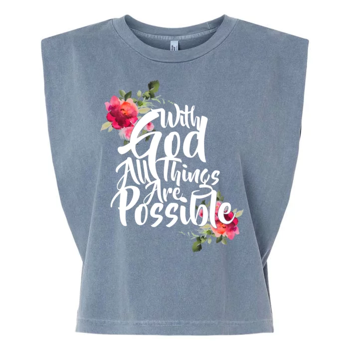 With God All Things Possible Garment-Dyed Women's Muscle Tee