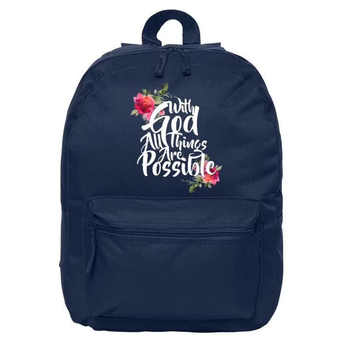 With God All Things Possible 16 in Basic Backpack