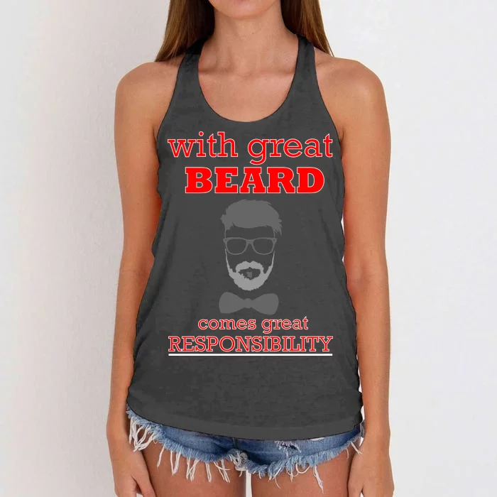 With Great Beard Comes Great Responsibility Women's Knotted Racerback Tank