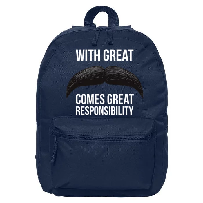 With Great Mustache Comes Great Responsibility 16 in Basic Backpack