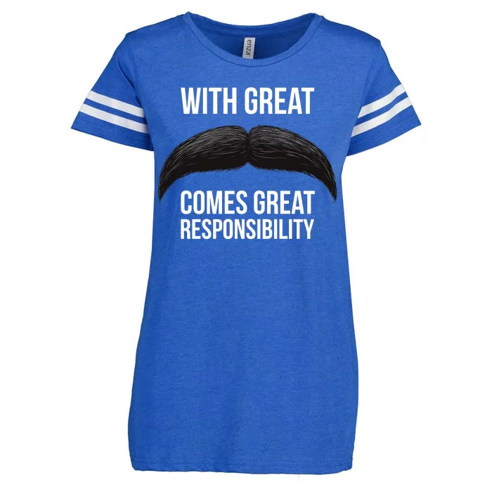 With Great Mustache Comes Great Responsibility Enza Ladies Jersey Football T-Shirt