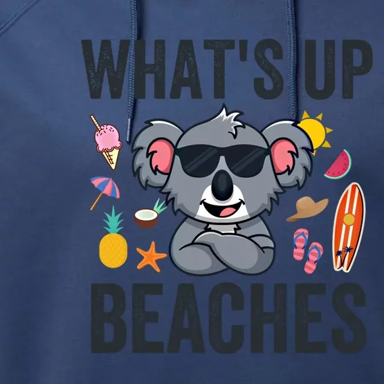 What Is Up Beaches Funny Koala Beach Family Summer Matching Meaningful Gift Performance Fleece Hoodie