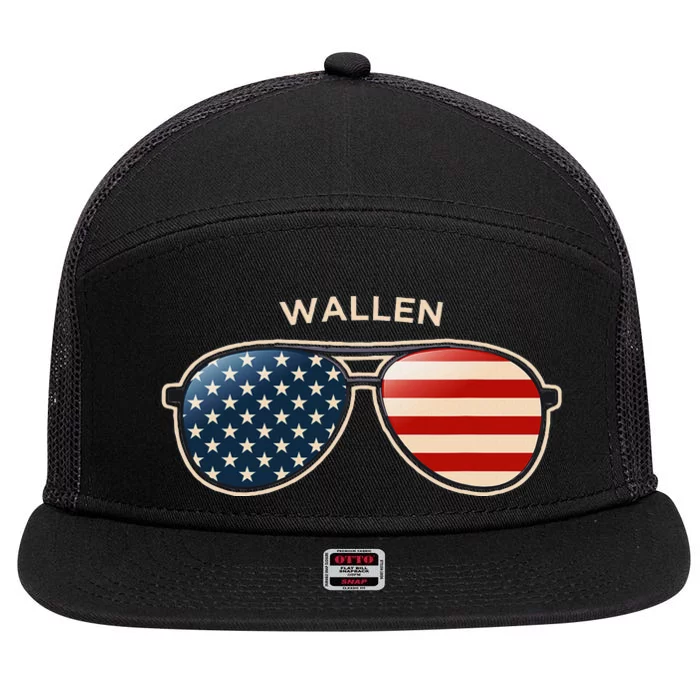 W.A.L.L.E.N In Vintage Us Flag Sunglasses 7 Panel Mesh Trucker Snapback Hat