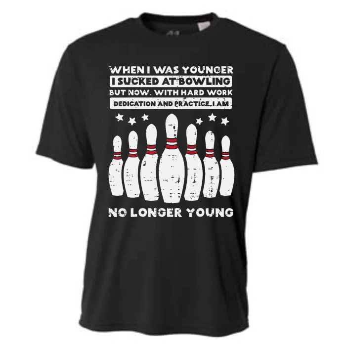 When I Was Younger Bowling Funny Humor Gag Bowler Cooling Performance Crew T-Shirt