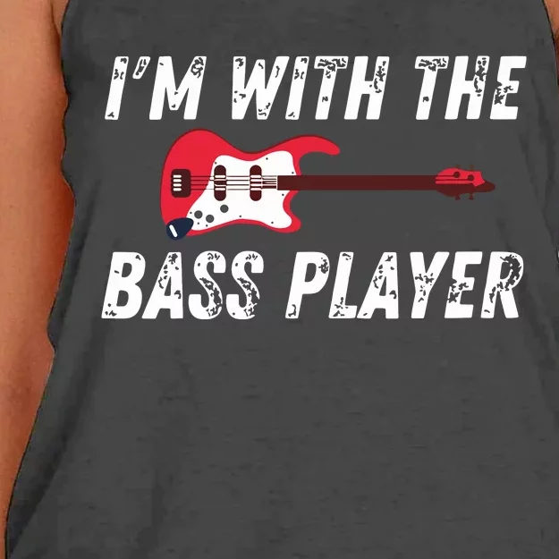 Womens Im With The Bass Player Bassist Couple Wife Girlfriend Women's Knotted Racerback Tank