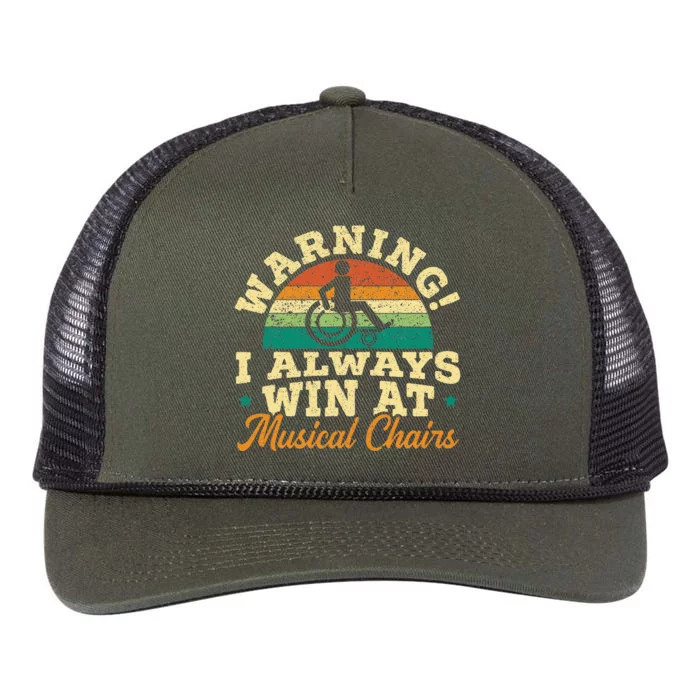 Warning I Win At Musical Chairs Wheelchair Handicap Retro Rope Trucker Hat Cap