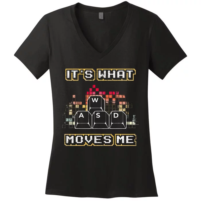 Wasd Its What Moves Me Computer Keycaps Pc Gamer Women's V-Neck T-Shirt