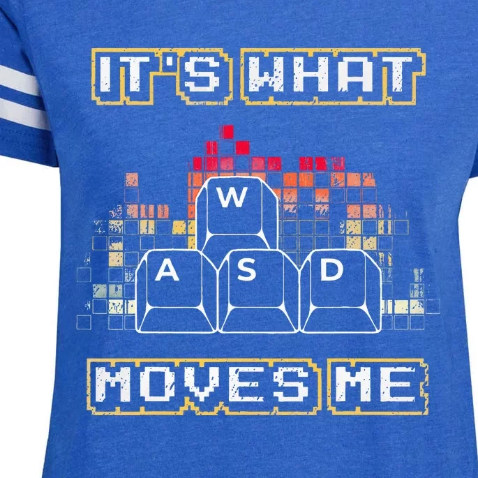 Wasd Its What Moves Me Computer Keycaps Pc Gamer Enza Ladies Jersey Football T-Shirt