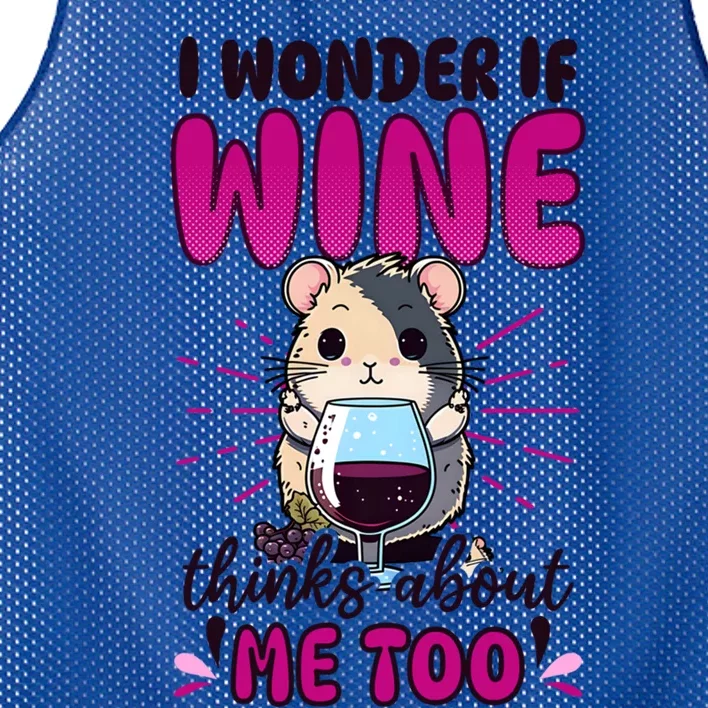 Wonder If Wine Thinks Of Me Hamster Design Wine Lover Cool Gift Mesh Reversible Basketball Jersey Tank