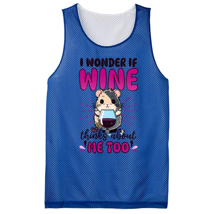 Wonder If Wine Thinks Of Me Hamster Design Wine Lover Cool Gift Mesh Reversible Basketball Jersey Tank