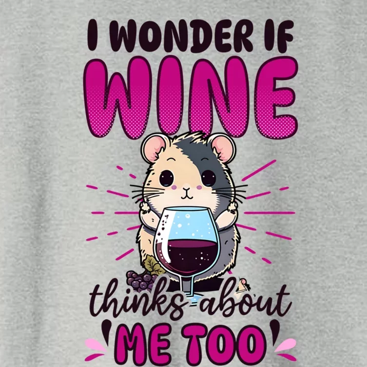 Wonder If Wine Thinks Of Me Hamster Design Wine Lover Cool Gift Women's Crop Top Tee