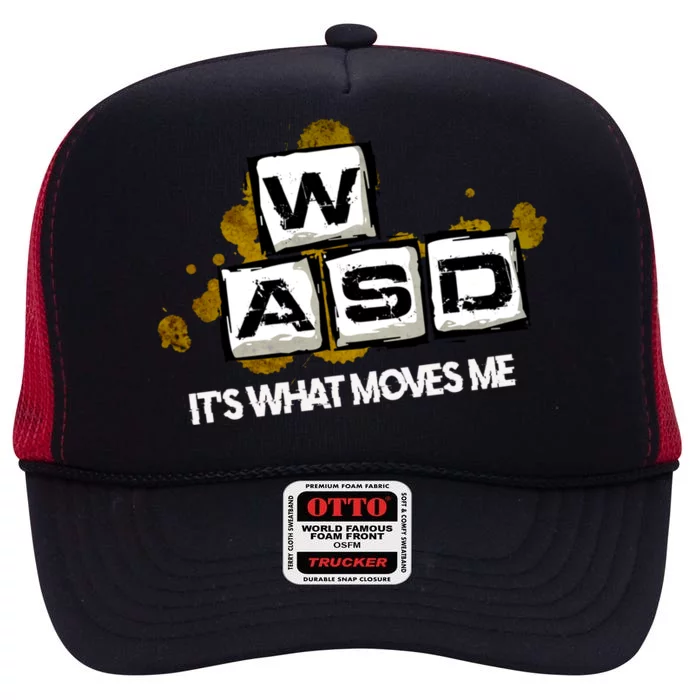 Wasd Its What Moves Me Pc Gamer Computer Nerd Gaming Gift High Crown Mesh Trucker Hat