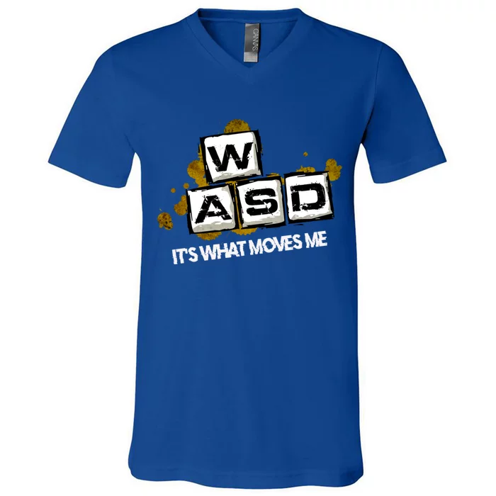 Wasd Its What Moves Me Pc Gamer Computer Nerd Gaming Gift V-Neck T-Shirt