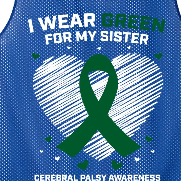 Wo I Wear Green For Sister Cerebral Palsy Awareness Gift Mesh Reversible Basketball Jersey Tank