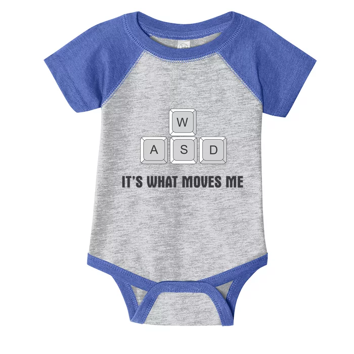 Wasd Its What Moves Me Funny Pc Computer Gamer Nerd Funny Gift Infant Baby Jersey Bodysuit