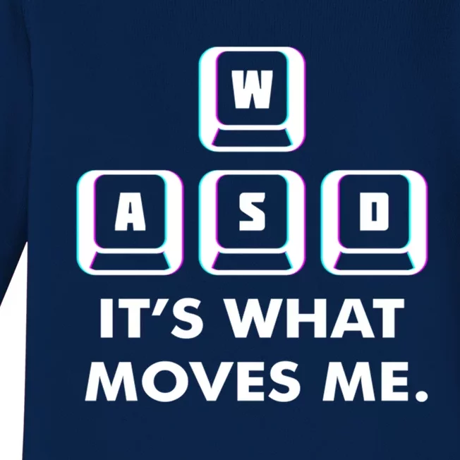 Wasd Its What Moves Me Pc Gamer Gaming Gift Wasd Keys Gift Baby Long Sleeve Bodysuit