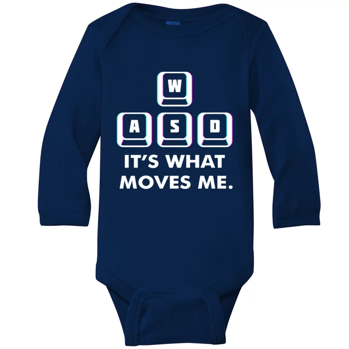 Wasd Its What Moves Me Pc Gamer Gaming Gift Wasd Keys Gift Baby Long Sleeve Bodysuit