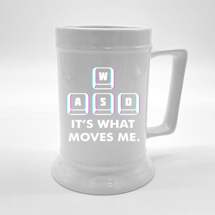 Wasd Its What Moves Me Pc Gamer Gaming Gift Wasd Keys Gift Front & Back Beer Stein