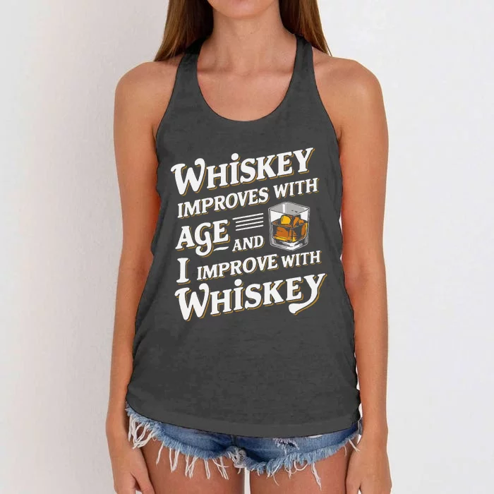 Whiskey Improves With Age And I Improve With Whiskey Women's Knotted Racerback Tank