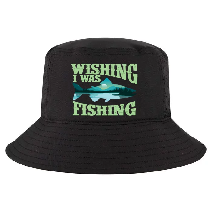 Wishing I Was Fishing Fisherman Fish Lover Angling Cool Comfort Performance Bucket Hat