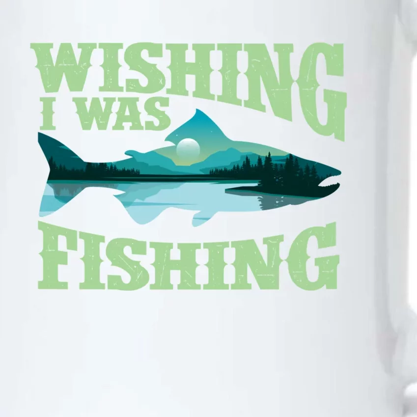 Wishing I Was Fishing Fisherman Fish Lover Angling Black Color Changing Mug