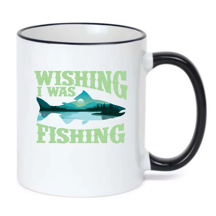 Wishing I Was Fishing Fisherman Fish Lover Angling Black Color Changing Mug