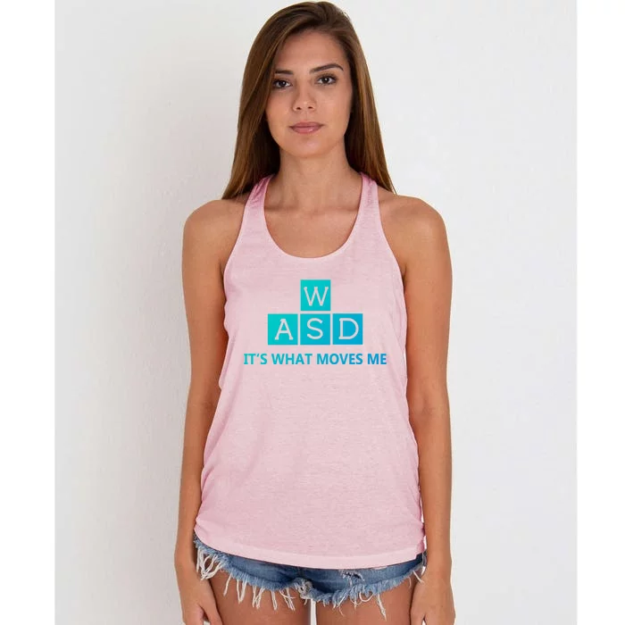 Wasd ItS What Moves Me Funny Pc Gamer Computer Gift Women's Knotted Racerback Tank