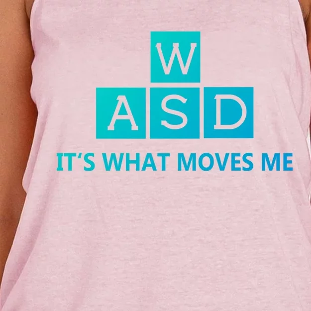 Wasd ItS What Moves Me Funny Pc Gamer Computer Gift Women's Knotted Racerback Tank