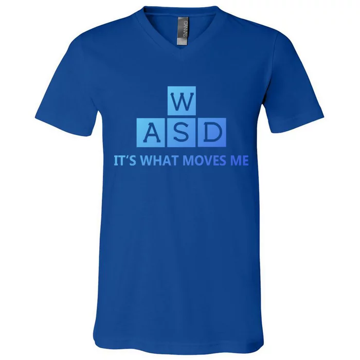 Wasd ItS What Moves Me Funny Pc Gamer Computer Gift V-Neck T-Shirt