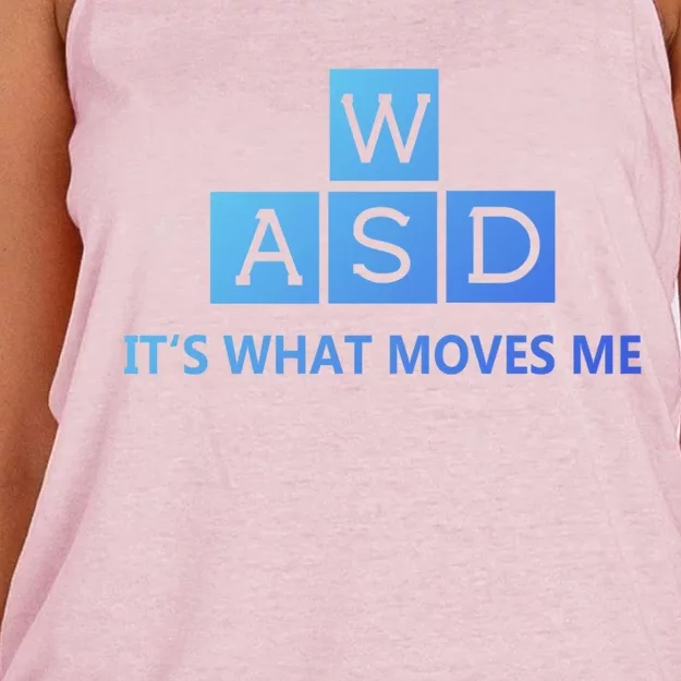 Wasd ItS What Moves Me Funny Pc Gamer Computer Gift Women's Knotted Racerback Tank