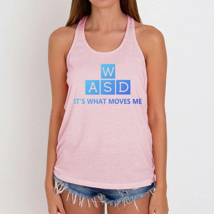 Wasd ItS What Moves Me Funny Pc Gamer Computer Gift Women's Knotted Racerback Tank