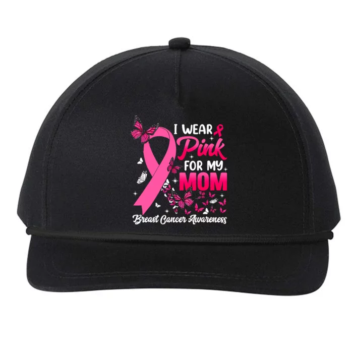 Women I Wear Pink For My Mom Butterfly Breast Cancer Awareness Gift Snapback Five-Panel Rope Hat