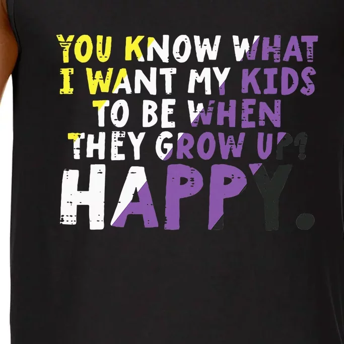 What I Want My Grow Up Happy Enby Pride Flag Comfort Colors® Tank Top