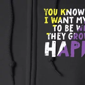 What I Want My Grow Up Happy Enby Pride Flag Full Zip Hoodie