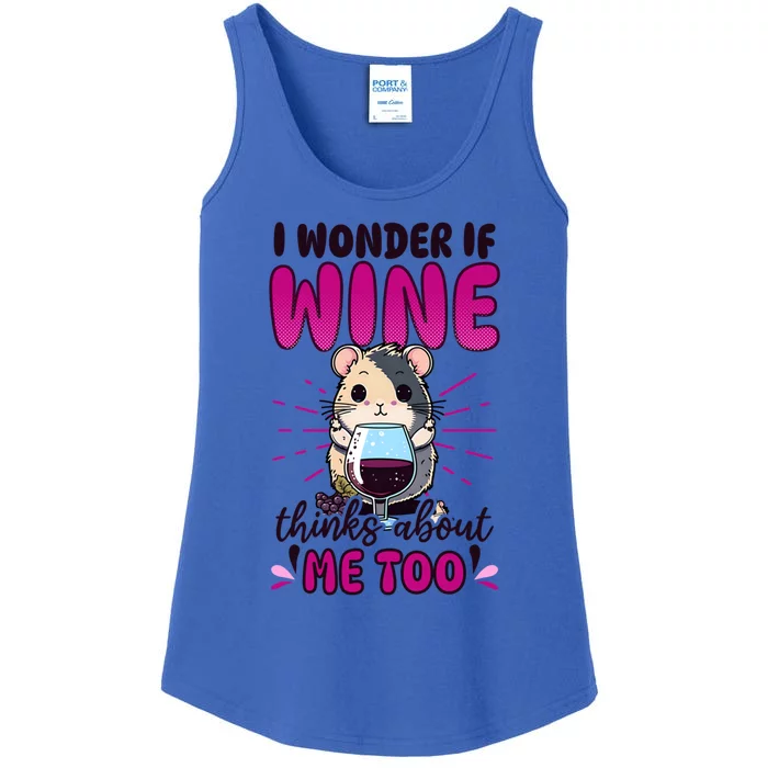 Wonder If Wine Thinks Of Me Hamster Design Wine Lover Gift Ladies Essential Tank