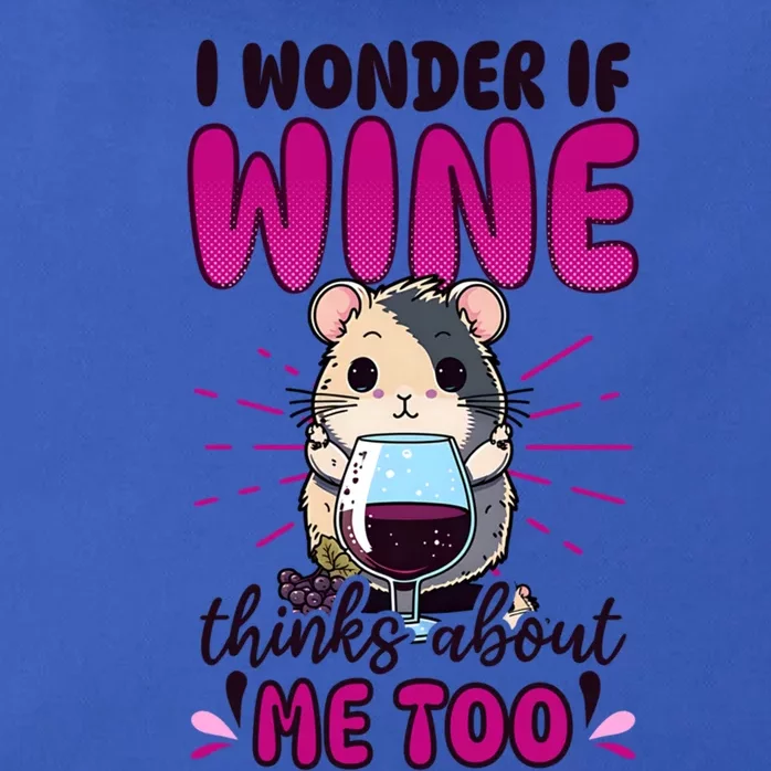 Wonder If Wine Thinks Of Me Hamster Design Wine Lover Gift Zip Tote Bag