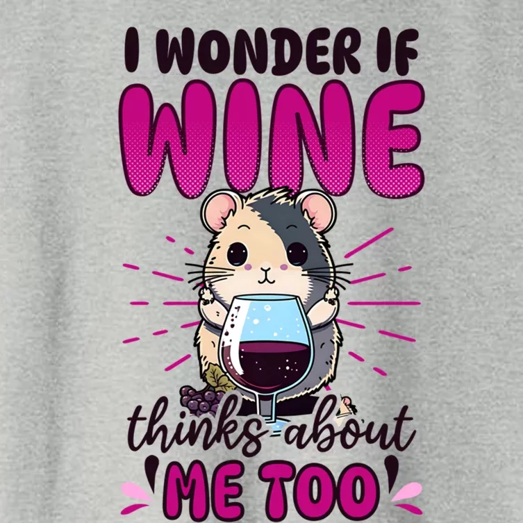 Wonder If Wine Thinks Of Me Hamster Design Wine Lover Gift Women's Crop Top Tee