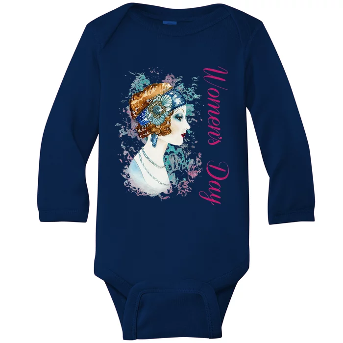 Womens International Women's Day March 8 Vingtaine Femme Art Gift Baby Long Sleeve Bodysuit