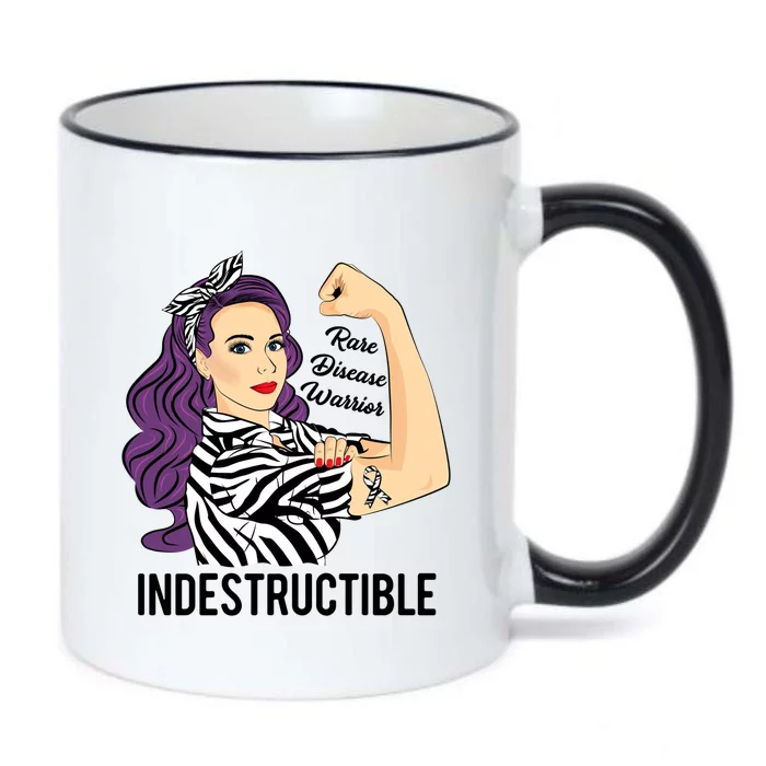 Warrior Indestructible Zebra Ribbon Rare Disease Awareness Gift Black Color Changing Mug