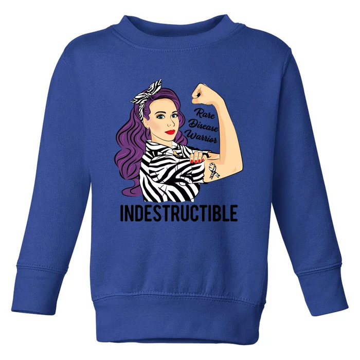 Warrior Indestructible Zebra Ribbon Rare Disease Awareness Gift Toddler Sweatshirt