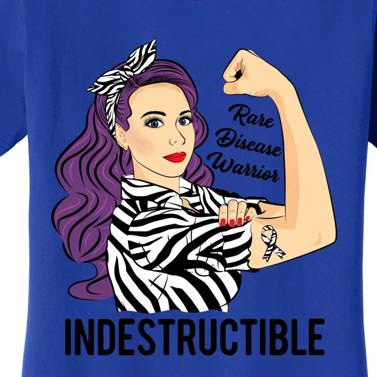 Warrior Indestructible Zebra Ribbon Rare Disease Awareness Gift Women's T-Shirt