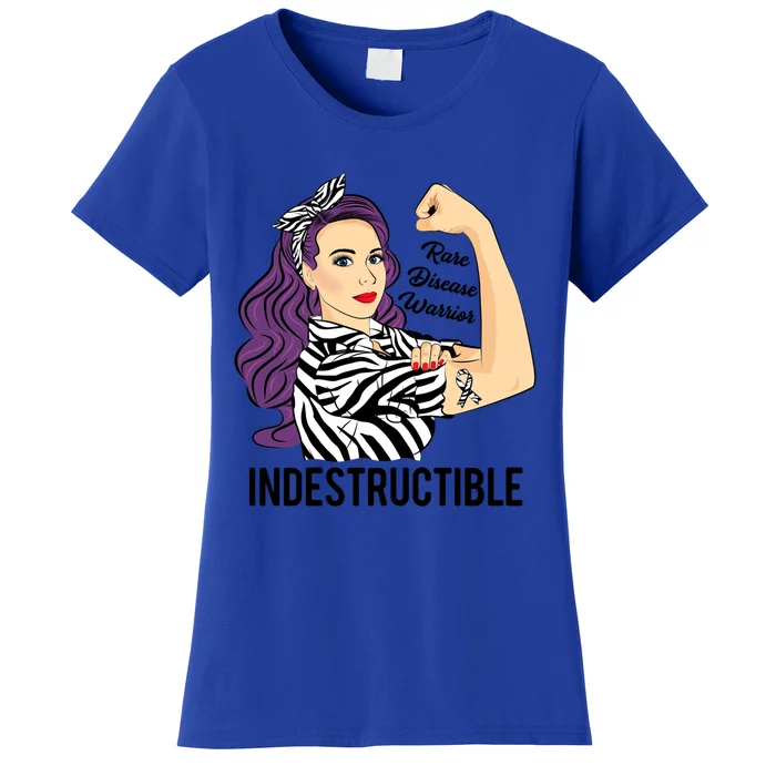 Warrior Indestructible Zebra Ribbon Rare Disease Awareness Gift Women's T-Shirt