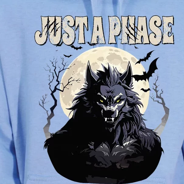 Werewolf Just A Phase Warewolf Lycan Halloween Full Moon Unisex Surf Hoodie