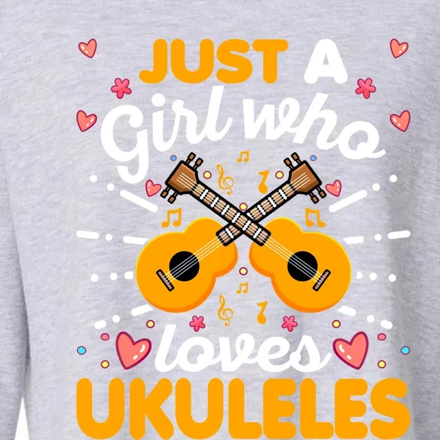 Wo Just A Who Loves Ukuleles Funny Uke Music Lover Great Gift Cropped Pullover Crew