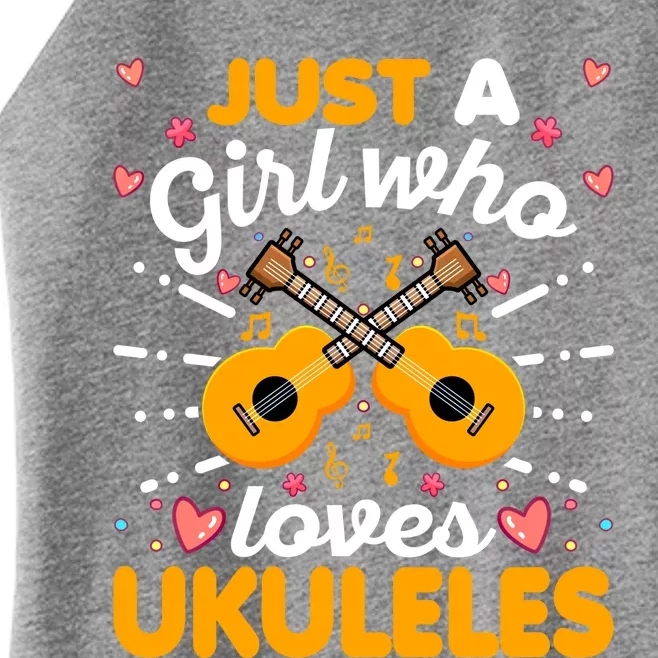 Wo Just A Who Loves Ukuleles Funny Uke Music Lover Great Gift Women’s Perfect Tri Rocker Tank