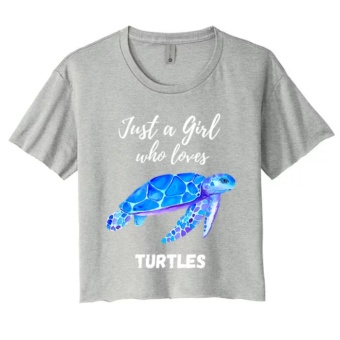 Women Just A Who Loves Turtles Sea Turtle Women's Crop Top Tee